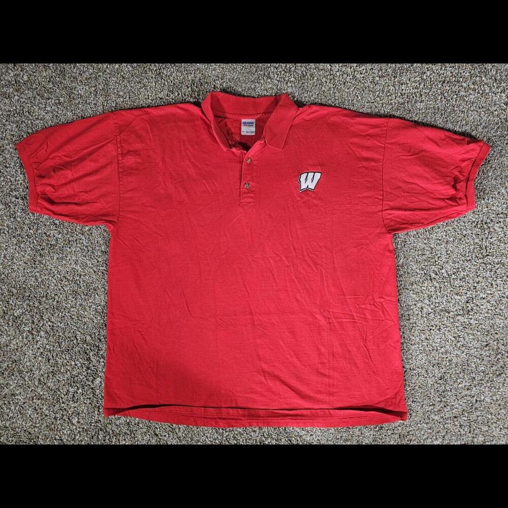 Red Wisconsin Badgers Short Sleeve polo Gildan 2XL